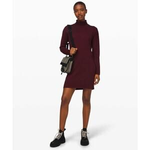 NWT Lululemon Softer Still Cashmere Blend Turtleneck Mini Dress Garnet-M
